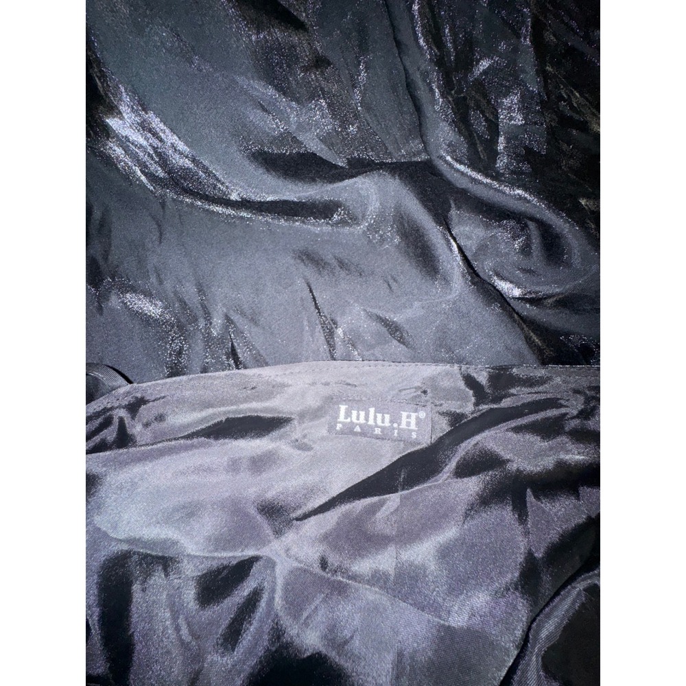 Lulu.H Paris Black Metallic Shimmer Gown Rhinestone Accent Prom Formal Dress 4 - Picture 6 of 7